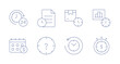Time icons. Editable stroke. Containing hours, file, lead time, time, calendar, lose, return to the past, time is money.