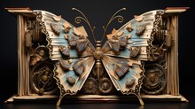 Mechanical Butterflies Emerging From Antique Book | Generative Ai