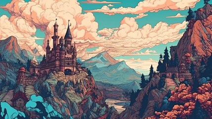 Wall Mural - Historical landmarks from around the world. Fantasy concept , Illustration painting.