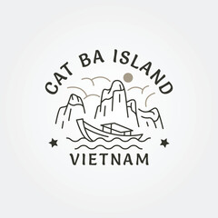 Wall Mural - cat ba island national park logo, vietnam line art travel vector illustration design
