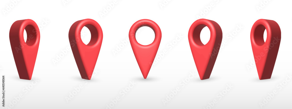 3D Pointer pin location symbol. Red marker icon sign. checkpoint icon ...