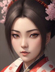 Sticker - Geisha japan portrait by Generative AI