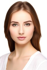 Wall Mural - closeup portrait of a beautiful young woman isolated on white