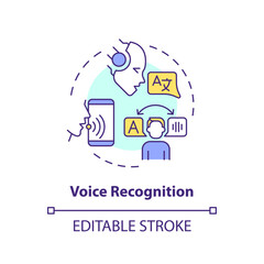 Wall Mural - 2D editable voice recognition thin line icon concept, isolated vector, multicolor illustration representing voice assistant.