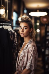 Wall Mural - shot of a young women standing in a clothing boutique