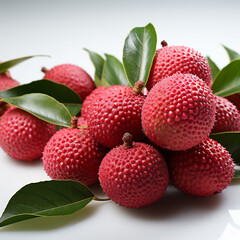 Poster - Fresh red lychees on a white background