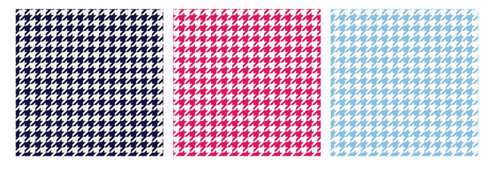 Wall Mural - Houndstooth seamless pattern set in black pink blue . Repeat pattern plaid dog tooth design for fabric and print. 
