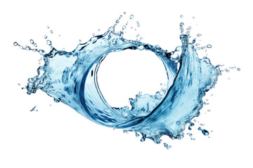 Blue water swirl splash with little bubbles isolated on clear png background, liquid flowing in form of wave