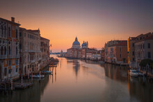 Sunrise Over Ponte Dell'Accademia In Venezia. Italy
