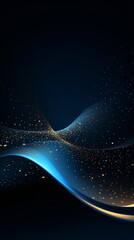 Wall Mural - Dark blue abstract background with flowing particles. Abstract Waving Particle Technology Background Design. Digital future technology concept for graphic poster web page PPT background.Generative ai