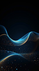Wall Mural - Dark blue abstract background with flowing particles. Abstract Waving Particle Technology Background Design. Digital future technology concept for graphic poster web page PPT background.Generative ai
