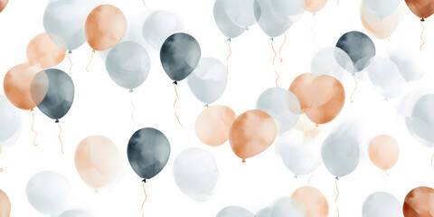 Watercolor colorful balloons seamless pattern 