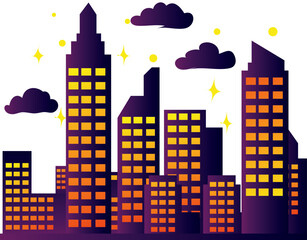 Wall Mural - night city urban landscape business district background flat design