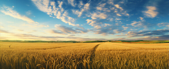 wheat field with blue sky