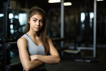 cropped portrait of a beautiful young female athlete sitting with her arms crossed in the gym