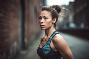 a beautiful young female athlete in exercise clothing