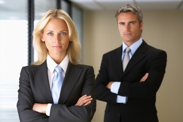 portrait of two business colleagues standing together in their office