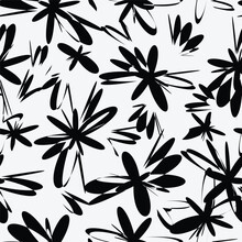 Black And White Floral Seamless Pattern