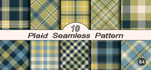 Canvas Print - Set seamless vector check plaid colored pattern.