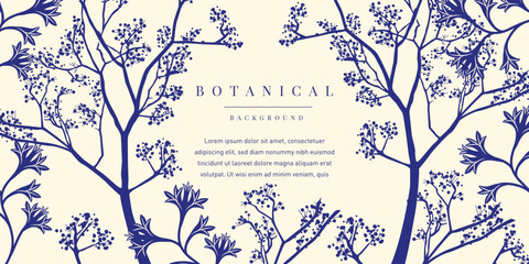 Elegant Blue Floral Botanical Background