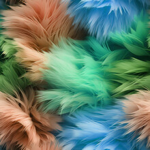 Seamless Colorful Plush Fur Pattern Background, Multi-color Furry Plushie Texture