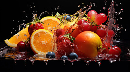 Exquisite rendering of a ripe, juicy fruit dripping with water