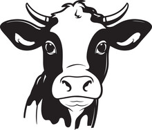 Cute Cow Icon, Baby Cow Head, Vector Illustration, SVG