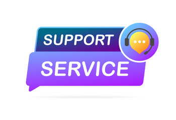 Wall Mural - Support service sign. Flat, purple, support sign, support service. Vector icon