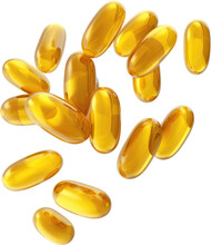 Omega 3 Capsule Soft Gel Or Fish Oil Capsule Isolated On White Background.