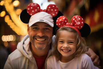 Wall Mural - Father and daughter smiling at the camera.