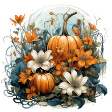 Autumn Floral Gourd Art Print Free Stock Photo - Public Domain Pictures