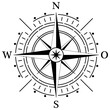 Kompass Rose Vektor mit vier Richtungen und deutscher Osten Bezeichnung.
Symbol f√ºr Marine-, Seefahrt - oder Trekking-Navigation oder zur Verwendung in eine Landkarte.
Isolierter Hintergrund.