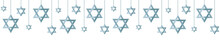 Seamless Border Garland With Paper Stars Of David For Hanukkah And Other Jewish Holidays. Vector And PNG On Transparent Background.