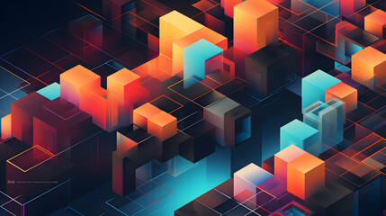 The graphic design elements with isometric shape blocks. illustration of abstract geometric background
