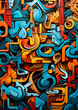 artistic graffiti background in vivid colors, creative and abstract backdrop, generative AI