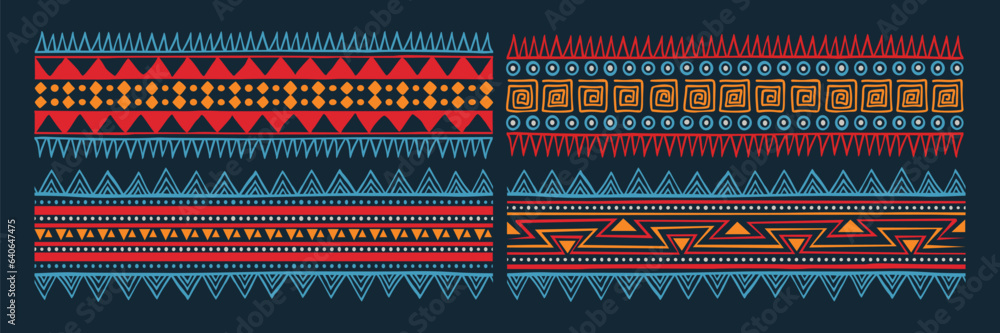Set of tribal aztec pattern banner background. Ethnic border style ...