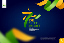 Brazil Independence Day Logotype September 7th With Flag Background.