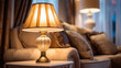 Home decoration and decorative lampshade in living room. Idea for interior design. Generative Ai