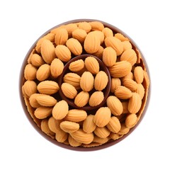 Canvas Print - bowl with tasty almonds and hazelnuts on white background