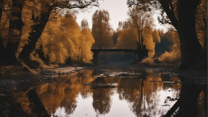 Canvas Print - Morning autumn on the river