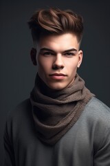 Wall Mural - shot of a stylish young man posing against a gray background