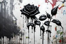 Background With Flowers Abstract Black White Background