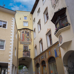 Porta Ragen and Buildings in the Center of Brunico, Italy