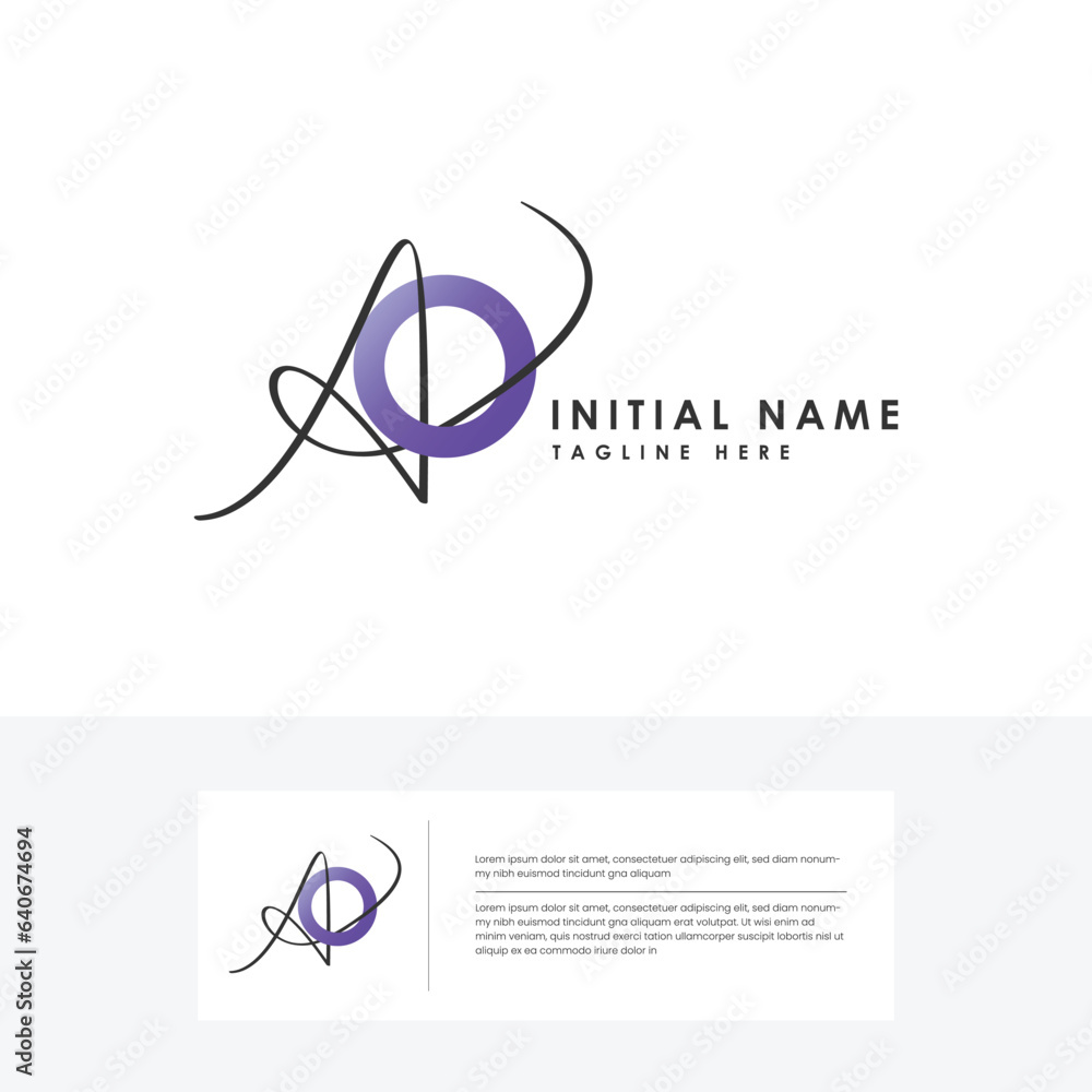 AO A O initial letter handwriting and signature logo vector Stock ...