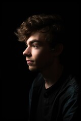 Wall Mural - shot of a young man against a black background