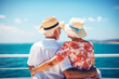 © MNStudio - Beautiful retired senior couple enjoying cruise vacation. Senior man and woman having fun on a cruise ship. Old man and old lady travelling by sea.