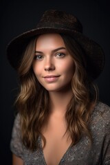 Wall Mural - a studio shot of a beautiful young woman wearing a hat