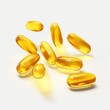 Fish oil tablets on a white background. omega-3 capsules. 