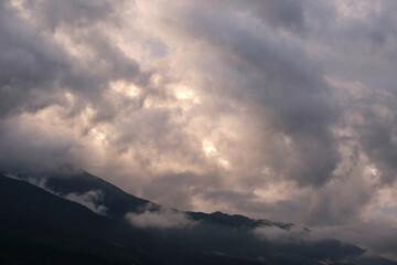 Canvas Print - clouds over the mountains