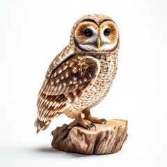 Wall Mural - Spotted owl bird isolated on white background.